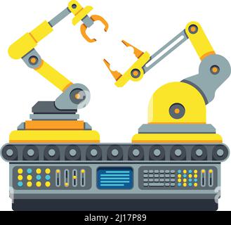 Electronic robot arm device. Complex machinery engineering Stock Vector