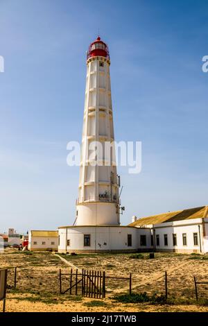 Lighthouse at Farol Island, Faro Disctrict, Algarve, south Portugal Stock Photo