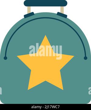 Bag icon. Cute school backpack with star drawing Stock Vector