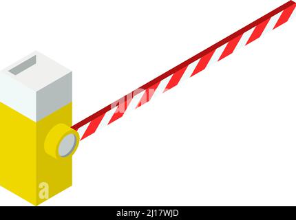 Isometric road barrier. Car entry control gate Stock Vector