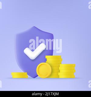 Protection money, concept 3d shield Stock Vector