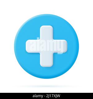 blue circle with plus on the white background. Stock Vector