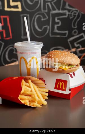 Ayutthaya,Thailand - Mar23,2022 : McDonald's Restaurant in Ayutthaya,Thailand. McDonald's is an American hamburger and fast food restaurant chain Stock Photo