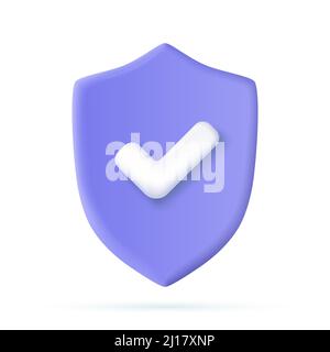 3d Shield protected icon with check Stock Vector