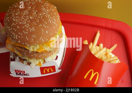 Ayutthaya,Thailand - Mar23,2022 : McDonald's Restaurant in Ayutthaya,Thailand. McDonald's is an American hamburger and fast food restaurant chain Stock Photo