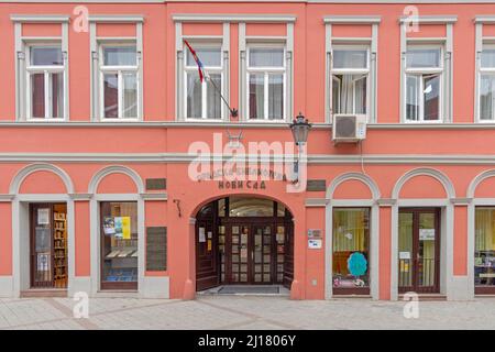 Novi Sad, Serbia - September 21, 2021: Entrance to City Library Building at Dunavska Street. Stock Photo