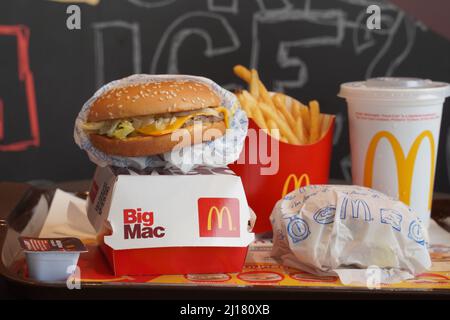 Ayutthaya,Thailand - Mar23,2022 : McDonald's Restaurant in Ayutthaya,Thailand. McDonald's is an American hamburger and fast food restaurant chain Stock Photo