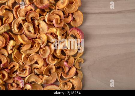 Dried natural sliced apple background, top view Stock Photo