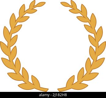Round laurel branches frame. Golden metal wreath Stock Vector