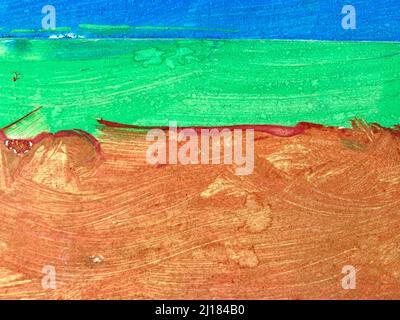 a wall painted unevenly with three colored paints Stock Photo