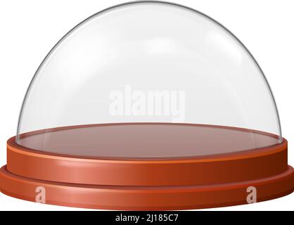 Glass cover for souvenirs. Realistic transparent dome protection isolated on white background Stock Vector