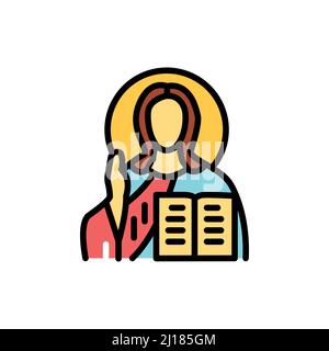 Jesus Christ line color icon. Isolated vector element. Outline pictogram for web page, mobile app, promo Stock Vector