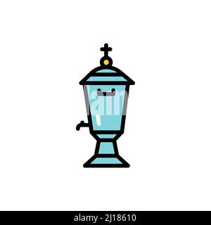 Holy water bowl line color icon. Isolated vector element. Outline pictogram for web page, mobile app, promo Stock Vector