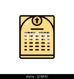 Parchment with prayer line color icon. Isolated vector element. Outline pictogram for web page, mobile app, promo Stock Vector