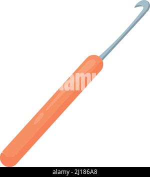 Crochet hook icon. Hand crafting tool in cartoon style isolated on white background Stock Vector