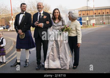 Stella Moris outside HMP Belmarsh, south east London, after her wedding ceremony inside the jail to WikiLeaks founder Julian Assange where he has been held for three years. Picture date: Wednesday March 23, 2022. Stock Photo