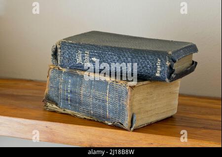 Old copies of the Holy Bible Stock Photo