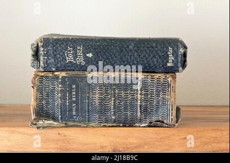 Old copies of the Holy Bible Stock Photo