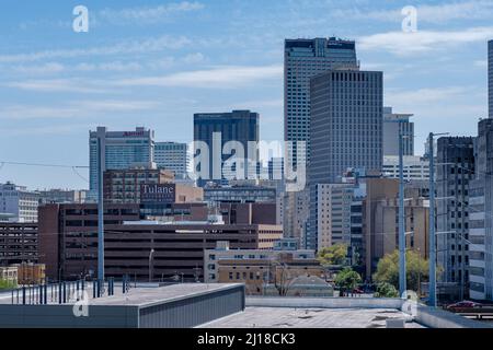 NEW ORLEANS, LA, USA - MARCH 19, 2022: Aerial view of downtown New Orleans from Mid City
