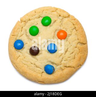 Colored Chocolate Chip Cookie Top View Cut Out. Stock Photo