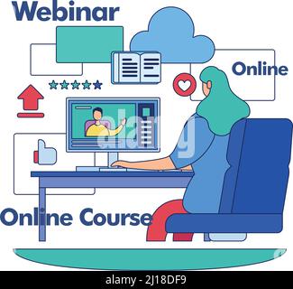 Streaming services concept image girl doing webinar and online courses Vector Stock Vector