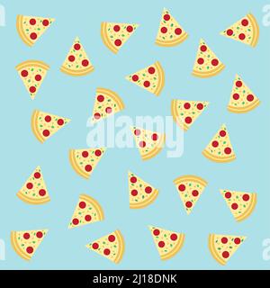 Seamless pizza slice pattern with abstract colorful Background Stock Vector