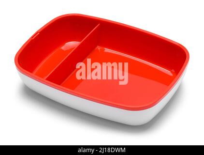 Red Food Tray Cut Out on White. Stock Photo
