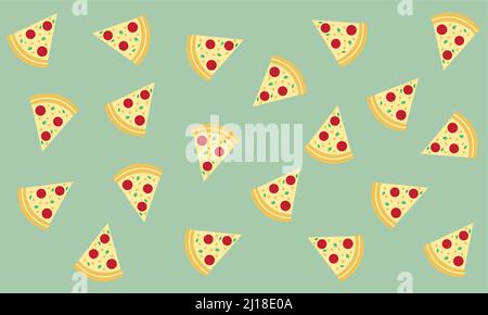 Seamless pizza slice pattern with abstract colorful Background Stock Vector