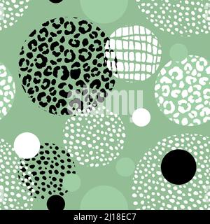 Abstract modern leopard seamless pattern with circles. Animals trendy background. Color decorative vector illustration for print, card, fabric Stock Vector