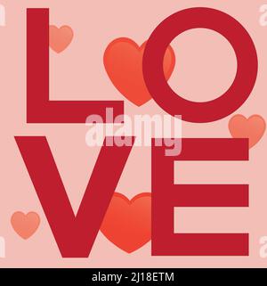 Love typography with hearts in background Stock Vector