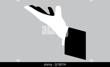 Waiters hand. A man's hand in white glove. The gesture is typical for waiter, porter, servant. Vector illustration. Stock Vector