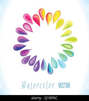 Rainbow colored drops. Abstract background with place for your text Stock Vector
