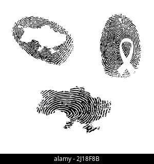 Fingerprint with Ukraine map silhouette Stock Vector