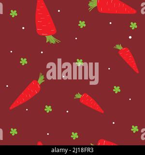 colorful cartoon illustration of carrots, seamless pattern for backgrounds, wallpapers, textures, labels, banners, covers, postcards. vector design. Stock Vector