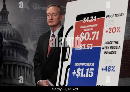 Washington, USA. 23rd Mar, 2022. US Senator Mike Crapo(R-ID) during a Gas Prices press conference today on March 23, 2022 at Senate Studio/Capitol Hill in Washington DC, USA. (Photo by Lenin Nolly/Sipa USA) Credit: Sipa USA/Alamy Live News Stock Photo