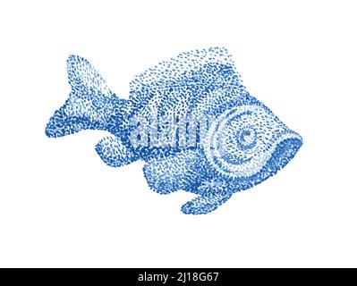 Handmade watercolor painting illustration. Dotted technique. Pointillism Stock Vector