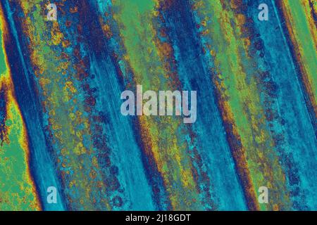 Multicolor old rustic wavy metal sheet for texture background Stock Photo
