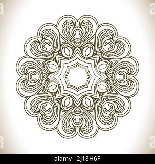 Circle ornament frame. Circular pattern of traditional motifs and ancient oriental ornaments. Hand drawn background. Stock Vector