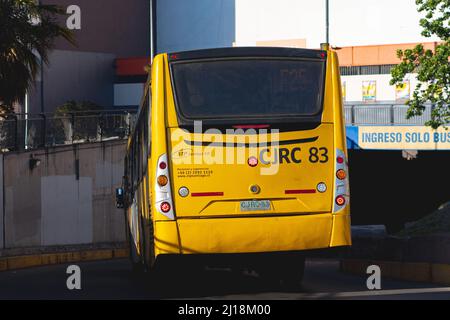 Santiago, Chile -  October 2021: A Transantiago, or Red Metropolitana de Movilidad, bus in Santiago Stock Photo