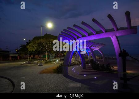 Beautiful view of the Puntarenas lighthouse in the middle of the Turista highway in Costa Rica Stock Photo