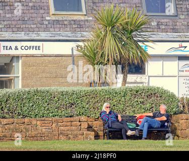 Ayr, Scotland, UK 23rd  March, 2022. UK  Weather: : Another Sunny day saw summer like weather with rising temperatures and a Sunny Ayr beach. . Credit Gerard Ferry/Alamy Live News Stock Photo