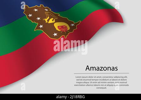 Wave flag of Amazonas is a state of Venezuela. Banner or ribbon vector template Stock Vector