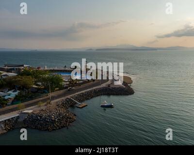 Beautiful view of the Puntarenas lighthouse in the middle of the Turista highway in Costa Rica Stock Photo