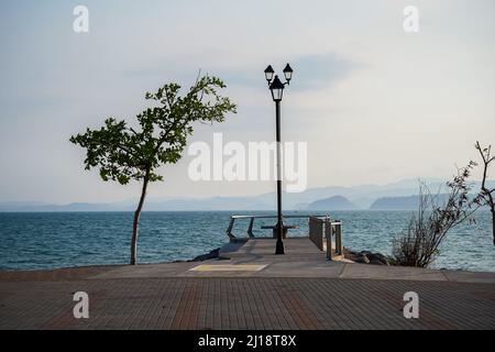 Beautiful view of the Puntarenas lighthouse in the middle of the Turista highway in Costa Rica Stock Photo