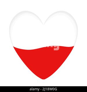 Heart-shaped icon with national flag of Poland isolated on white background. Vector illustration Stock Vector