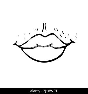 Women lips with moustache in doodle style. Vector illustration. Body positive concept Stock Vector