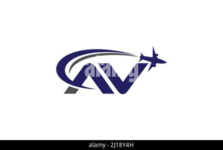 Airplane and aviation logo design vector for airlines, airline tickets, travel agencies with letters for brand and business Stock Vector