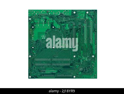 Isolated green circuit board back side Stock Photo