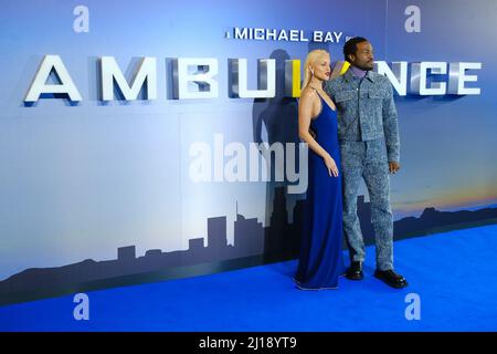 London, UK. 23rd Mar, 2022. Eiza González and Yahya Abdul-Mateen II arrives at the Special Screening of Ambulance on Wednesday, Mar. 23, 2022 at the Odeon Leicester Square Credit: Julie Edwards/Alamy Live News Stock Photo