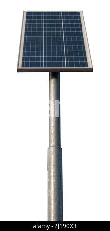 Isolated Solar Panel On A Stand Or Pole (For Street Lights), With A White Background Stock Photo